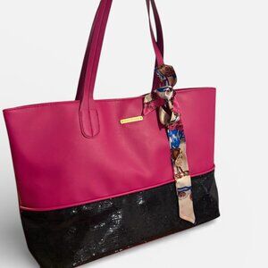 JUICY COUTURE PINK AND BLACK SEQUIN TOTE
